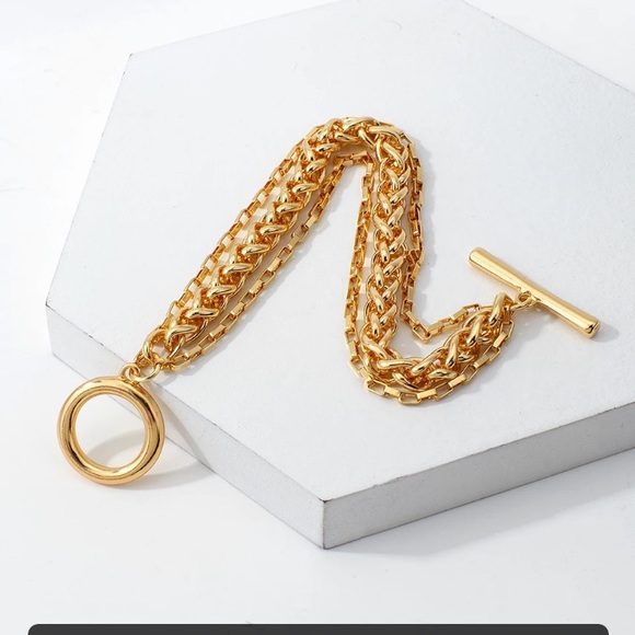 Fashion Thick Multi Layer Gold Tone Bracelet - Picture 4 of 5